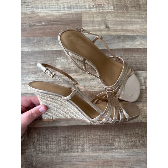 Women's Reformation Ava Espadrille Wedge in Metallic Gold size 9.5 Boho Preppy - Picture 2 of 5